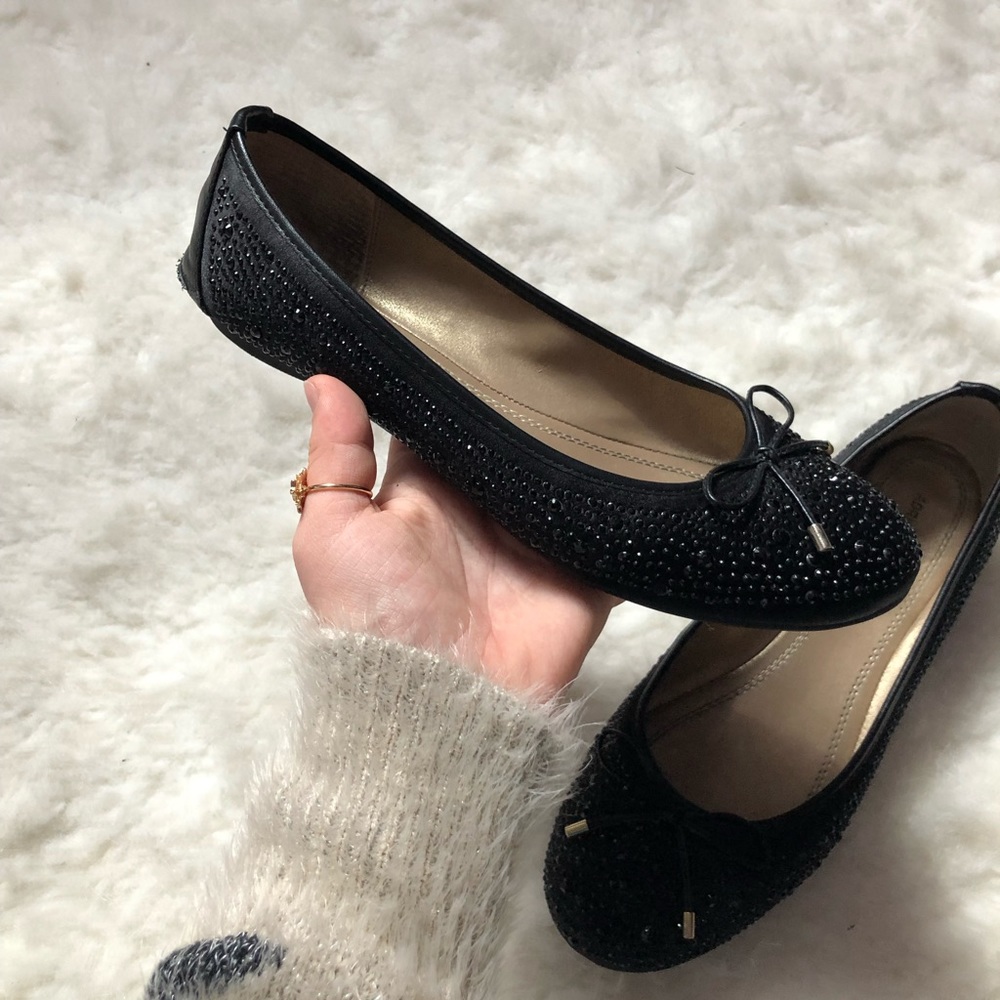 Black studded ballet flats